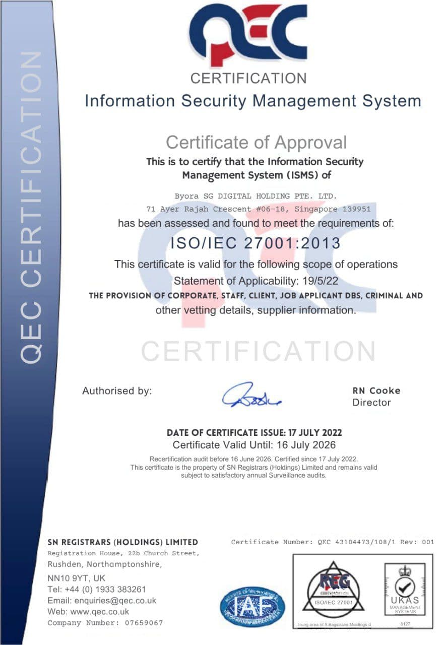 Malaysian Government Certificate of Accreditation 2